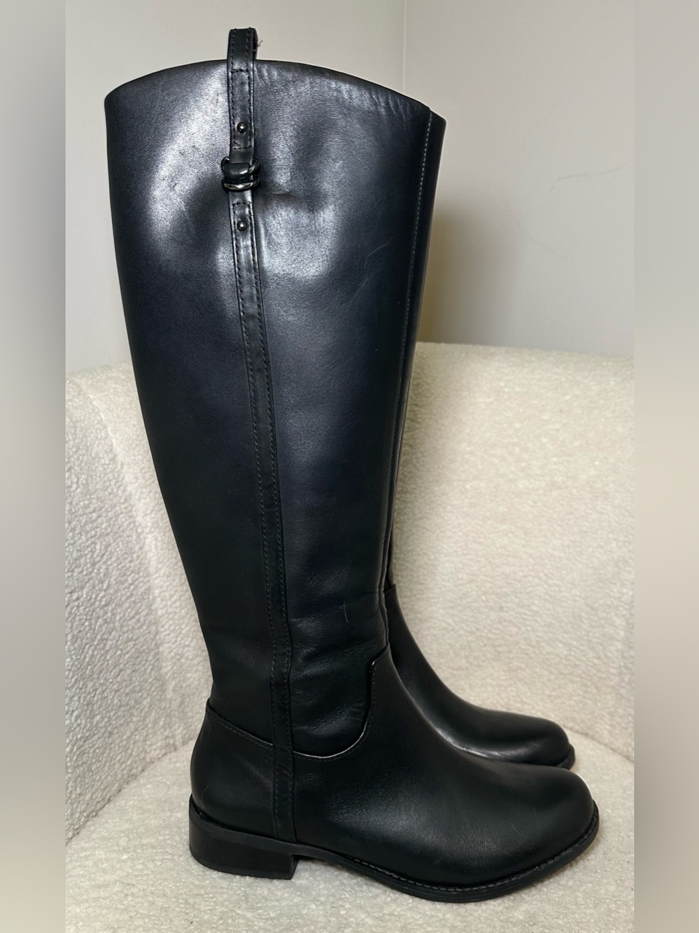 Gianni Bini Black Leather Knee High Riding Boots Preppy Fall Equestrian Classic